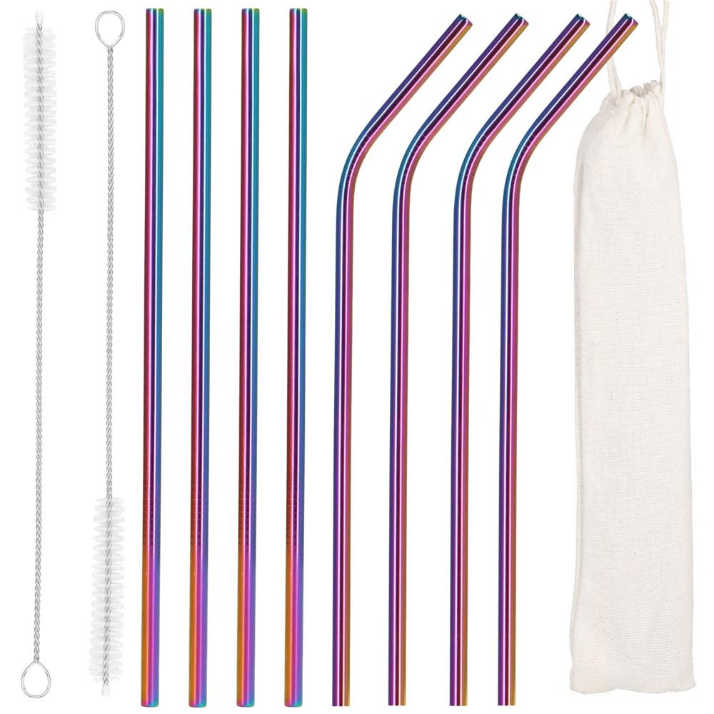Set 8 paie metalice multicolor (holo), reutilizabile, cu husa depozitare si perii curatat, 215x6 mm