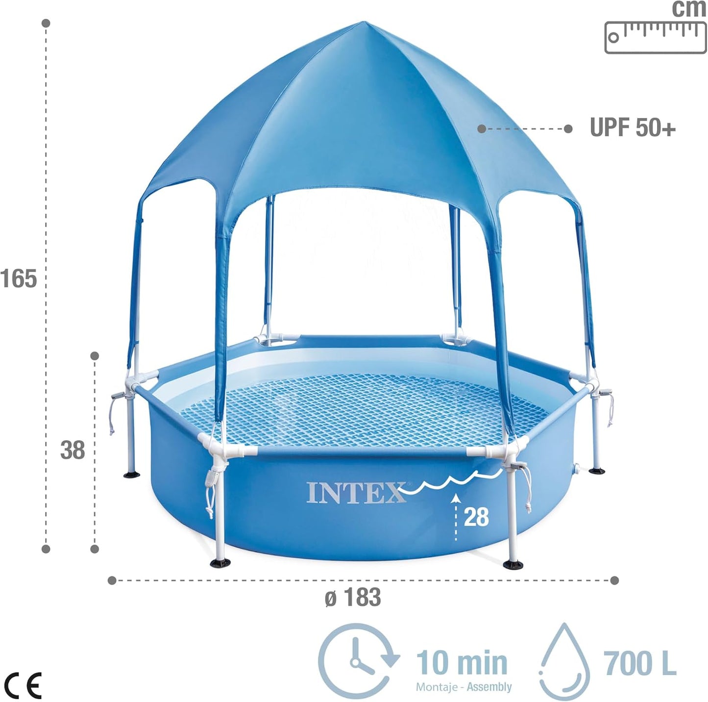 Piscina rotunda cu cadru meltalic si parasolar Canopy Intex 28290NP, D183xH38 cm - 4