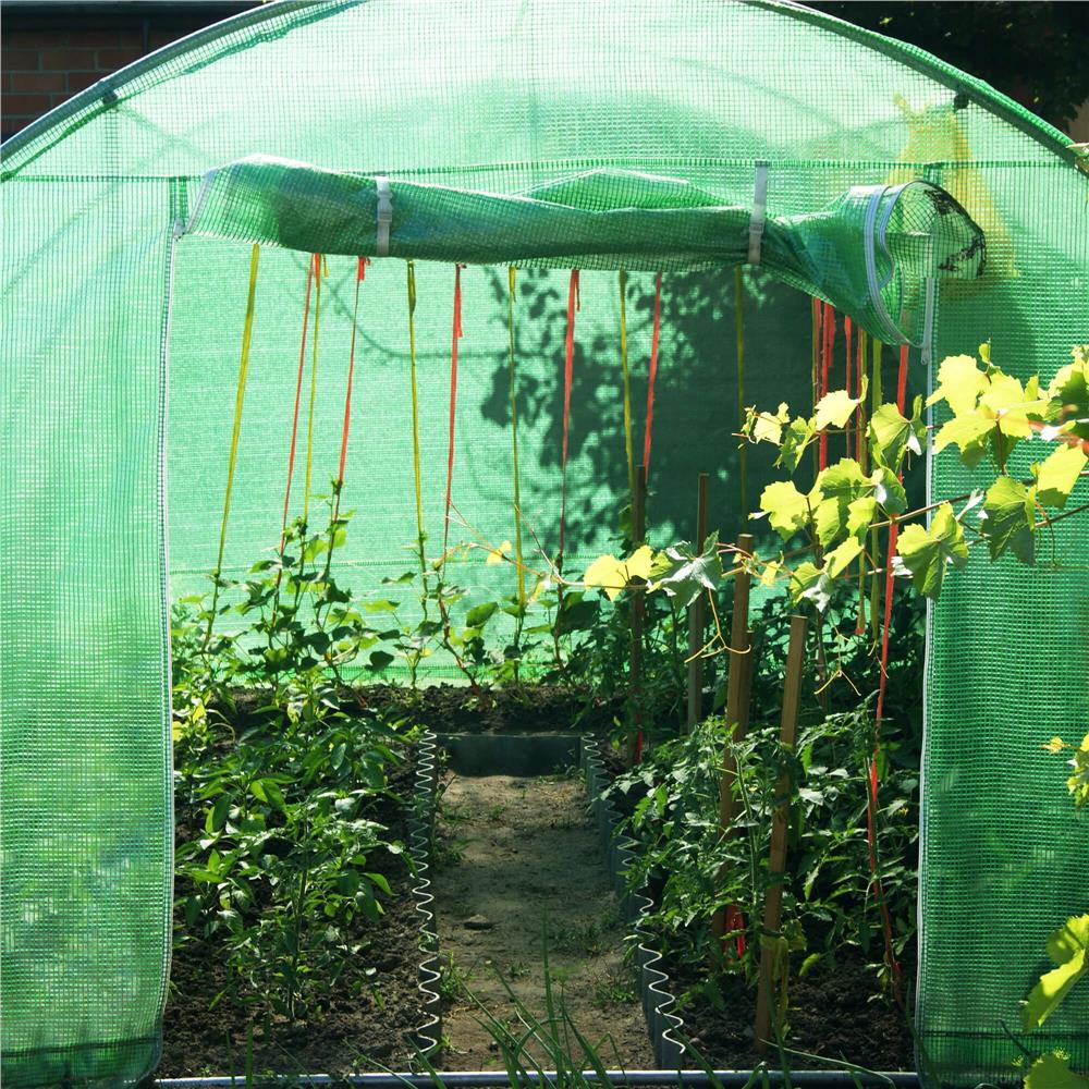 Sera de gradina, tip tunel cu cadru metalic, 200x450cm, 9 ferestre, verde, 9 mp