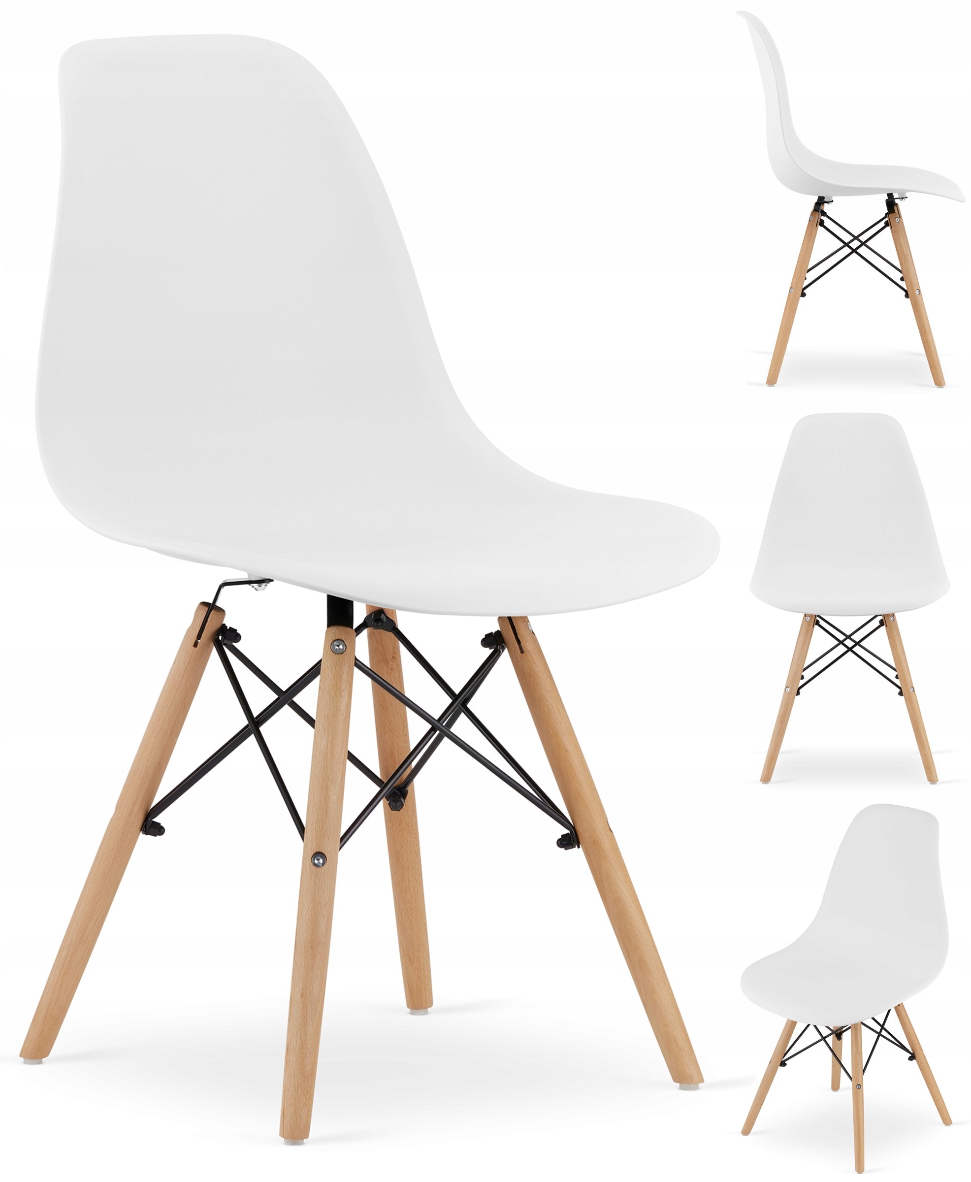 Set 4 scaune dining Scandinav pentru bucatarie, 38x42x82cm, alb