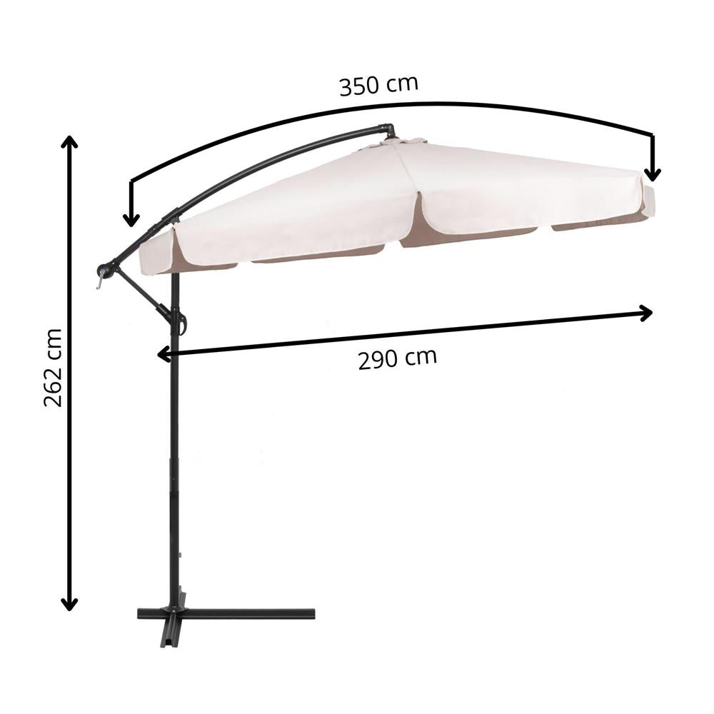 Umbrela de gradina cu brat lateral banana, cu husa, 300cm, bej