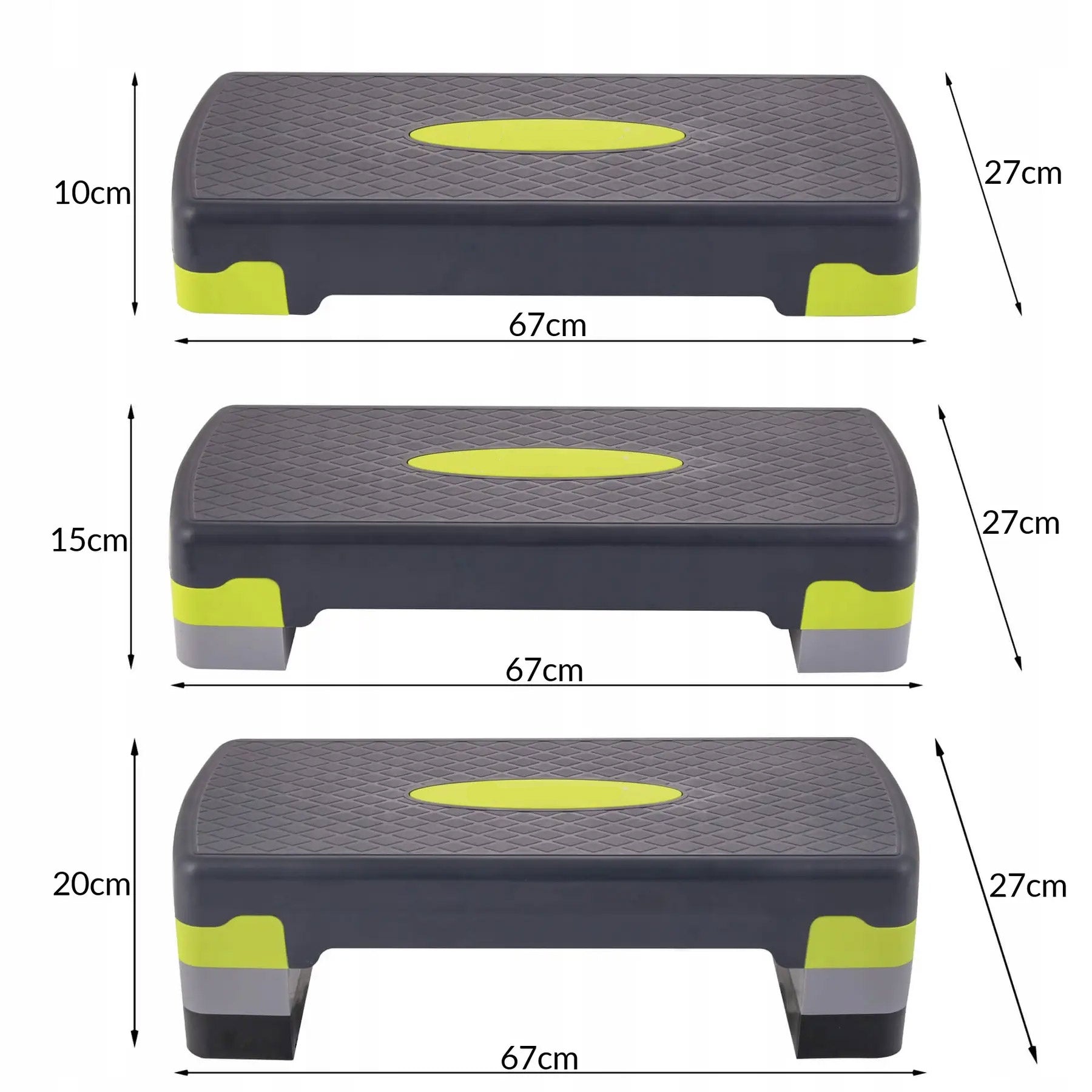 Stepper aerobic, ajustabil in 3 trepte, gri/verde, greutate maxima 250 kg, cu covoras de protectie