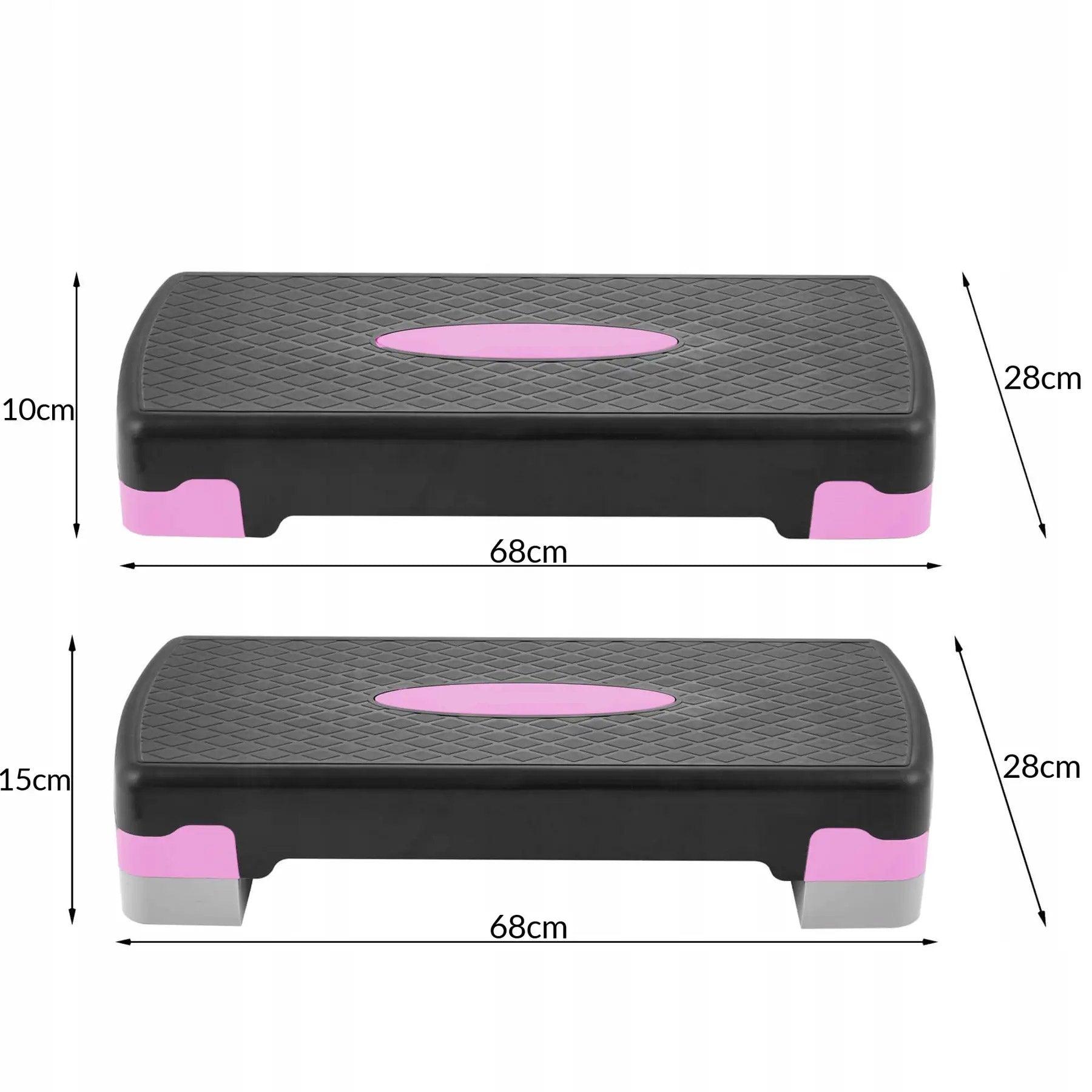 Stepper aerobic, ajustabil in 2 trepte, gri/roz, greutate maxima 250 kg, cu covoras de protectie