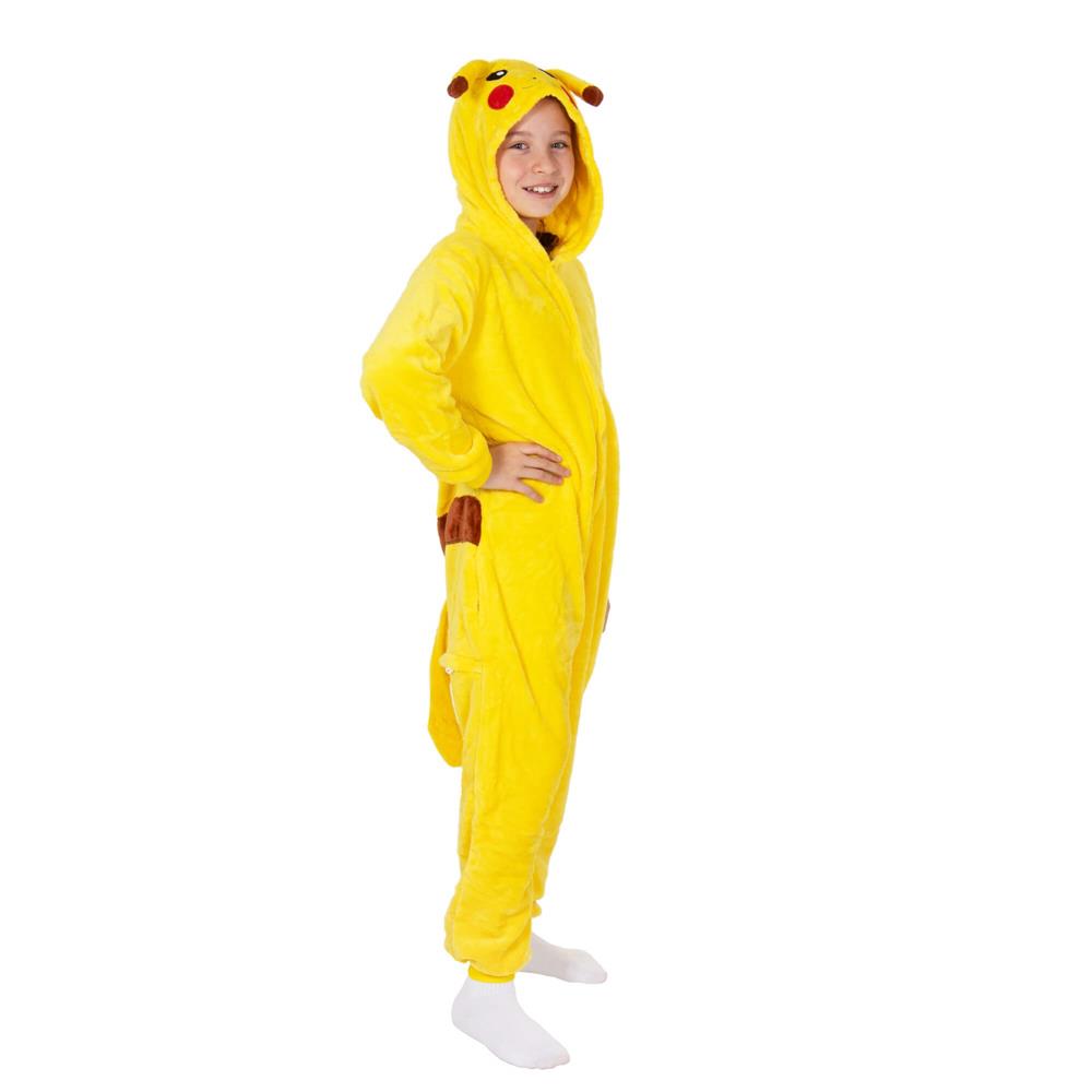 Pijama tip salopeta pentru copii, model Pikachu, marime 130-140 cm