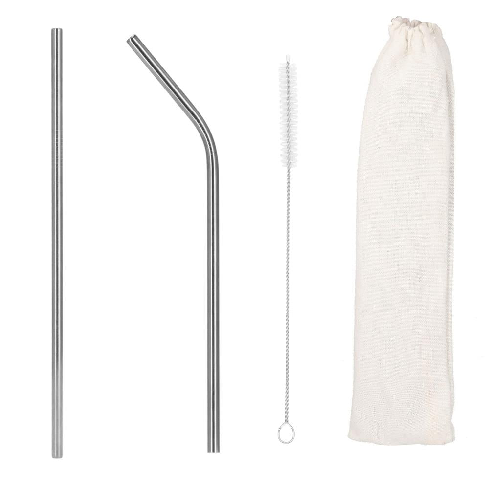 Set 8 paie metalice argintiu, reutilizabile, cu husa depozitare si perii curatat, 215x6 mm