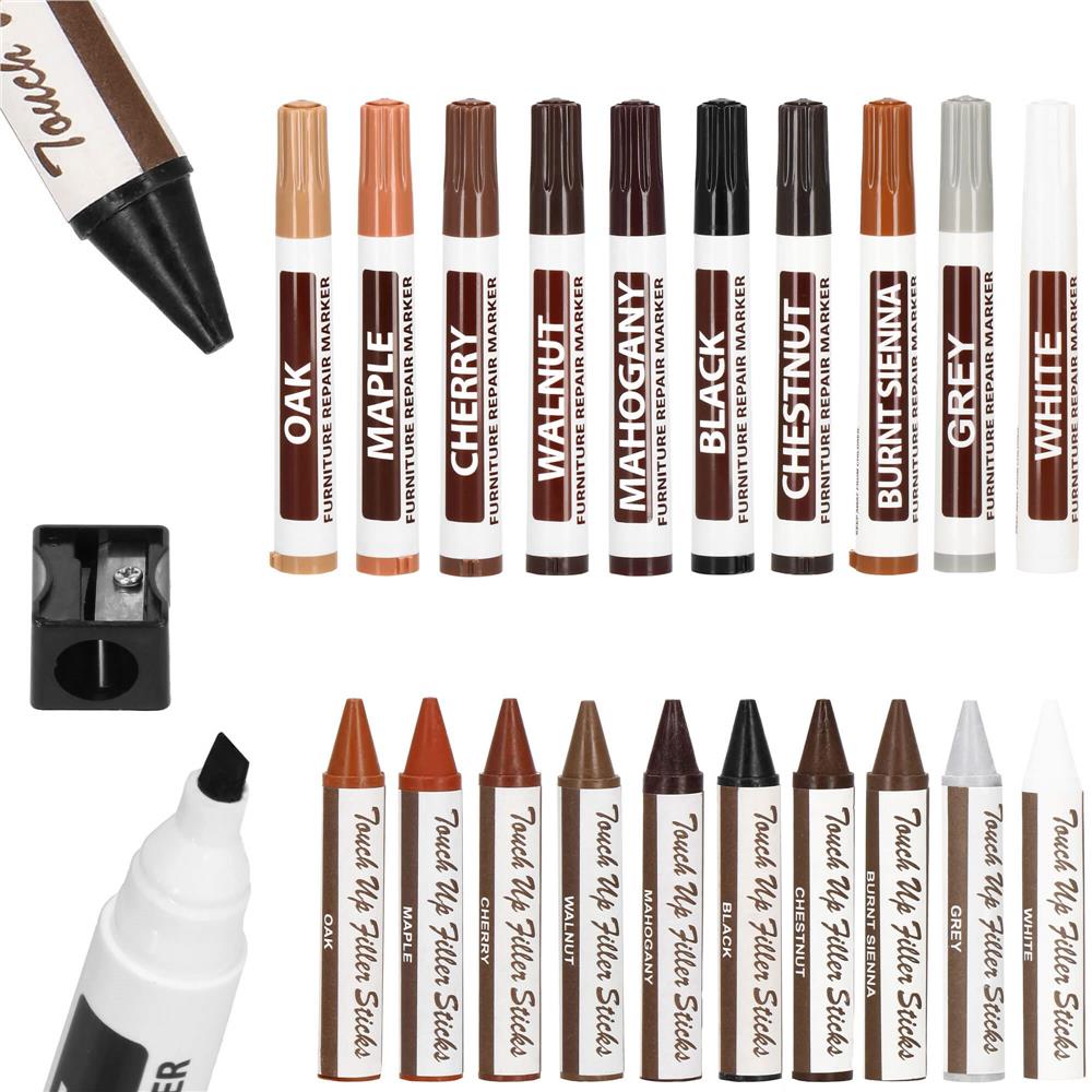 Set 20 markere si creioane de ceara pentru reparatii mobila, multicolor