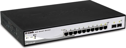 SWITCH PoE D-LINK Smart 8 porturi Gigabit (8 PoE) + 2 porturi SFP, IEEE 802.3af/at, carcasa metalica, "DGS-1210-10P"