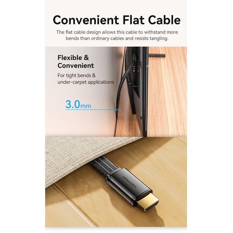Cablu video Vention, HDMI (T) la HDMI (T), 10m, rezolutie 8K, conectori auriti, negru, 