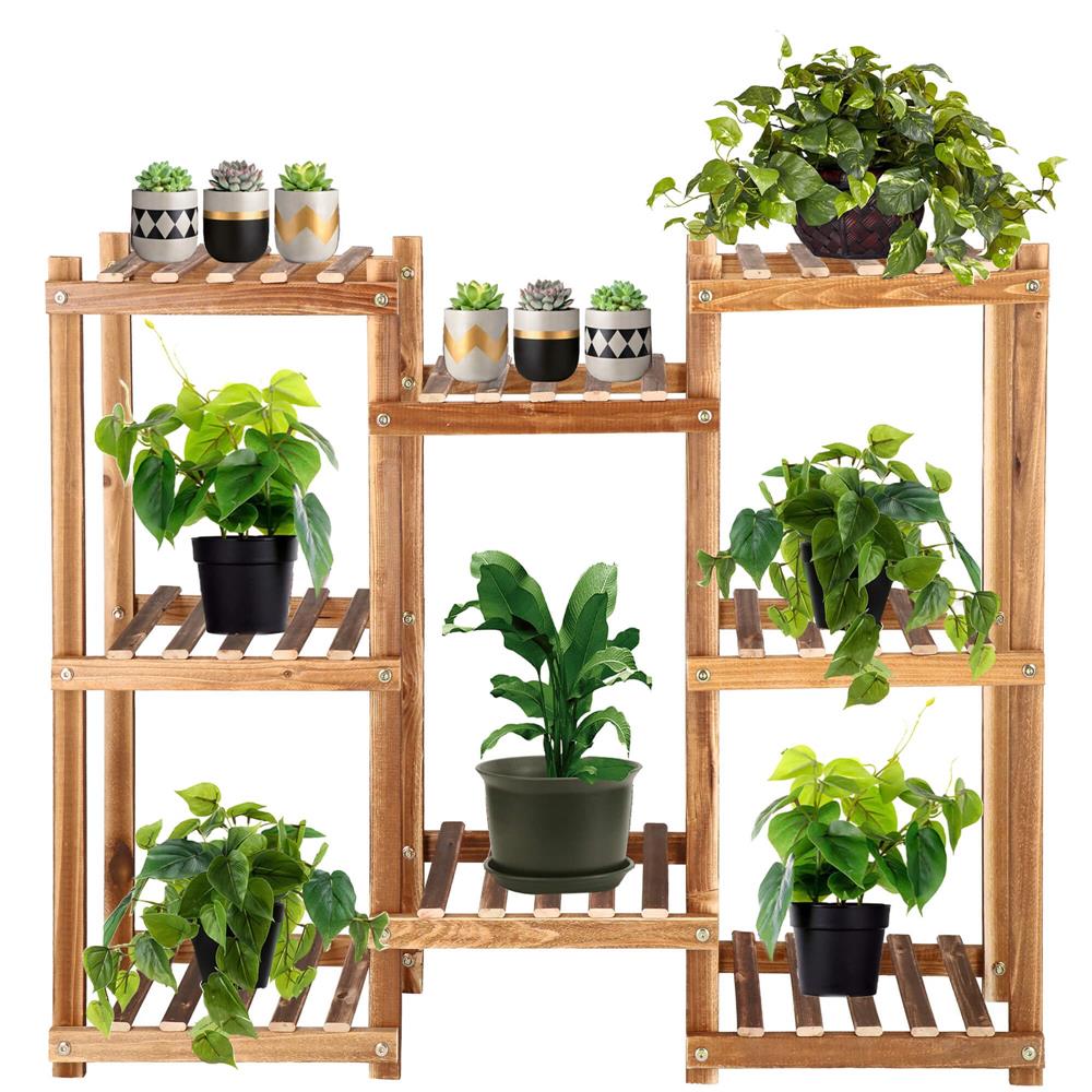 Stand de flori din lemn cu 8 etajere suport GA198, 85x70cm