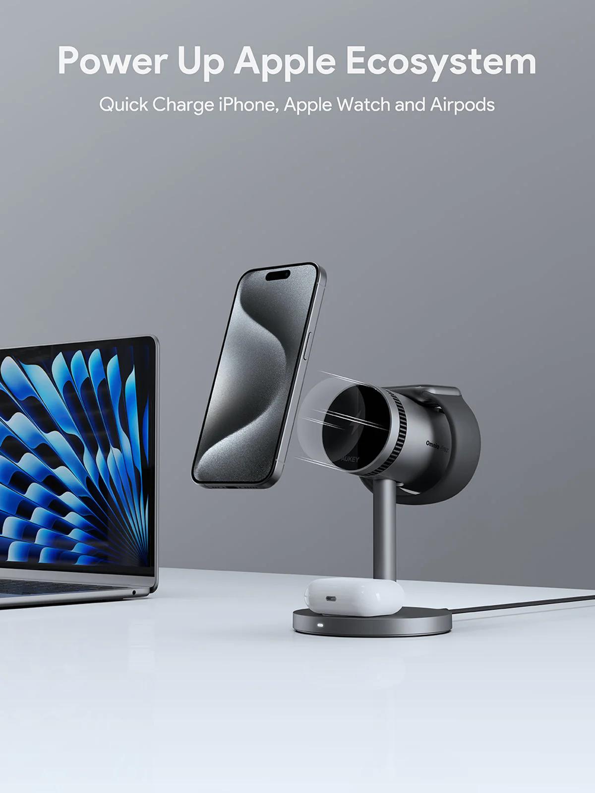 Statie de incarcare wireless Aukey, LC-MC311, 15W, fast charge, 1 x USB-C, negru, "LLTSEUN1049280" - 689323787418