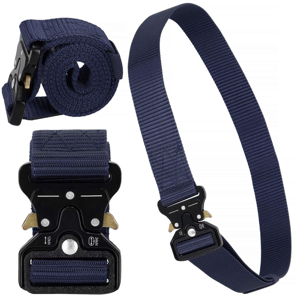 Curea centura Tactical Combat pentru barbati 3.5 x 125 cm, rezistent, albastru inchis