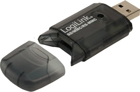 CARD READER extern LOGILINK, interfata USB 2.0, citeste/scrie: SD, MMC, RS-MMC; plastic, negru-transparent "CR0007"