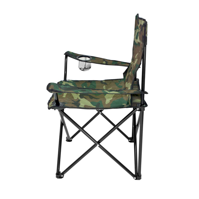 Scaun pliabil camping sau pescuit Sersimo, suport pahar, camuflaj