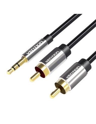 Cablu audio Vention, Jack (T)-RCA M 3.5mm, 5m, aluminiu, Camasa PVC, negru, 