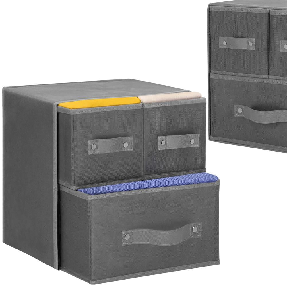 Organizator dulap tip lada cu 3 sertare, 31x31x22cm, gri
