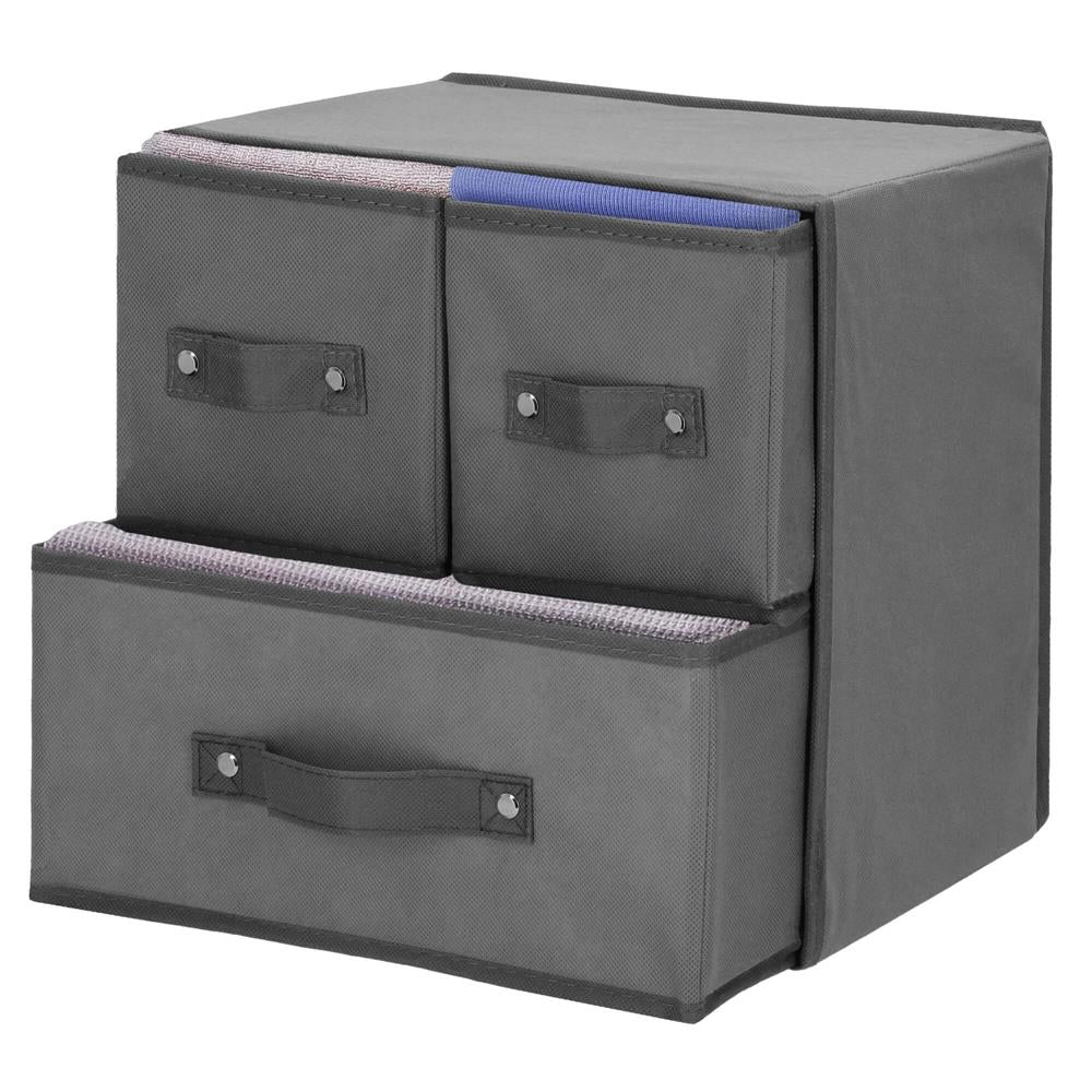Organizator dulap tip lada cu 3 sertare, 31x31x22cm, gri inchis