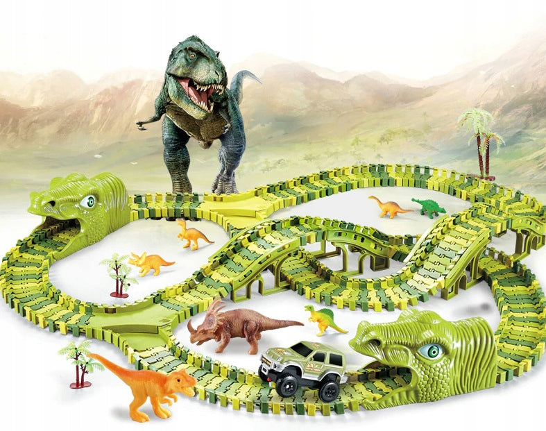 Circuit masinute Dinosaur Park, cu 240 de segmente, pista configurabila de 360cm