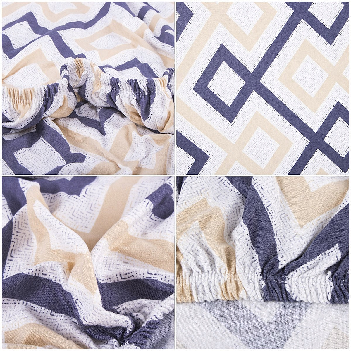 Husa universala pentru scaun, marime universala, poliester si spandex, 45 cm x 60 cm, romburi, gri albastru