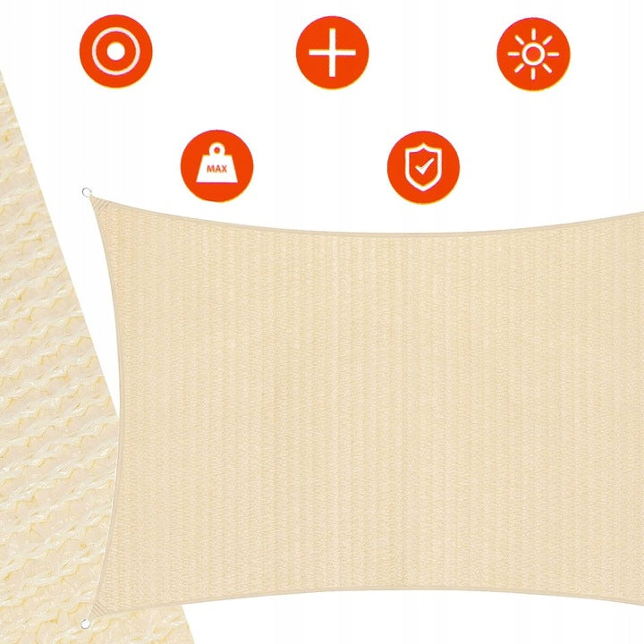 Copertina prelata de soare, dreptunghiulara, impermeabila cu protectie UV, 4x3m, crem