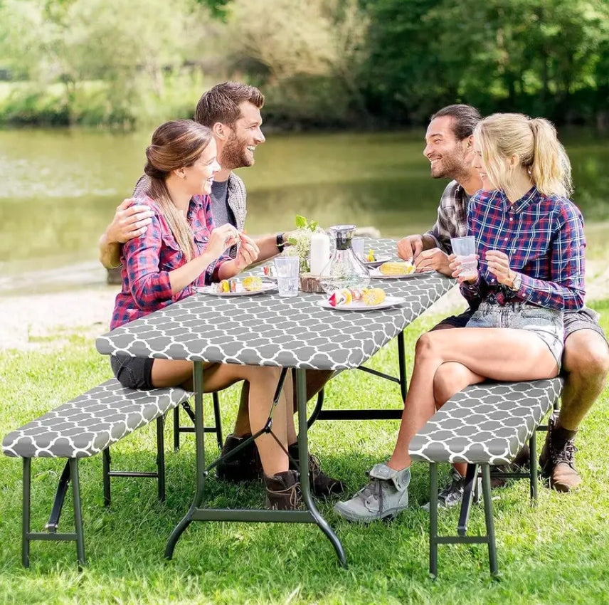 Husa pentru set mobilier gradina, 1 masa si 2 banci, impermeabila, 76x183cm, gri