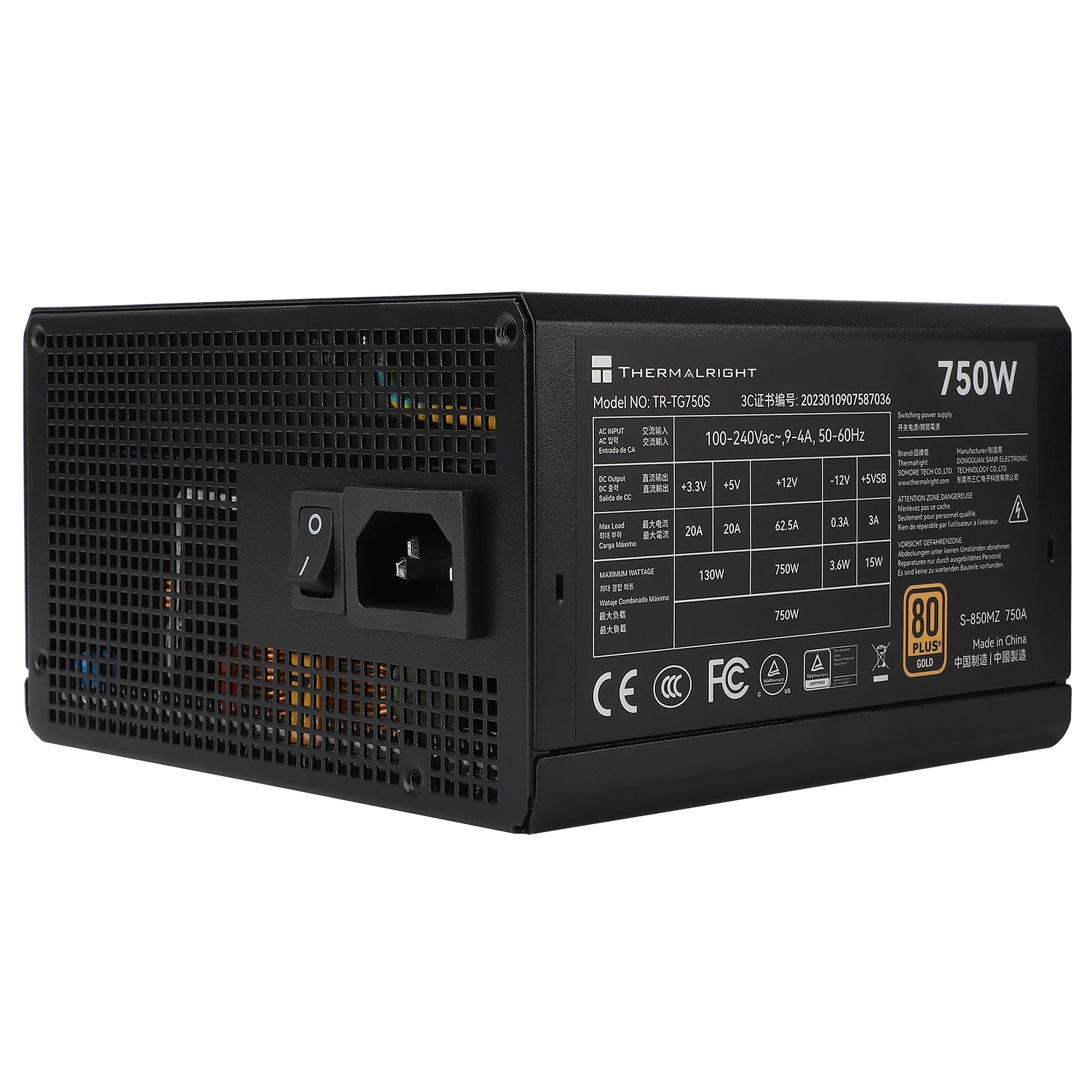SURSA Thermalright "TR-TG750S", 750W, certificare 80 Plus Gold, non-modular, LLC, DC to DC, fan 120mm, negru, "TR-TG750S"