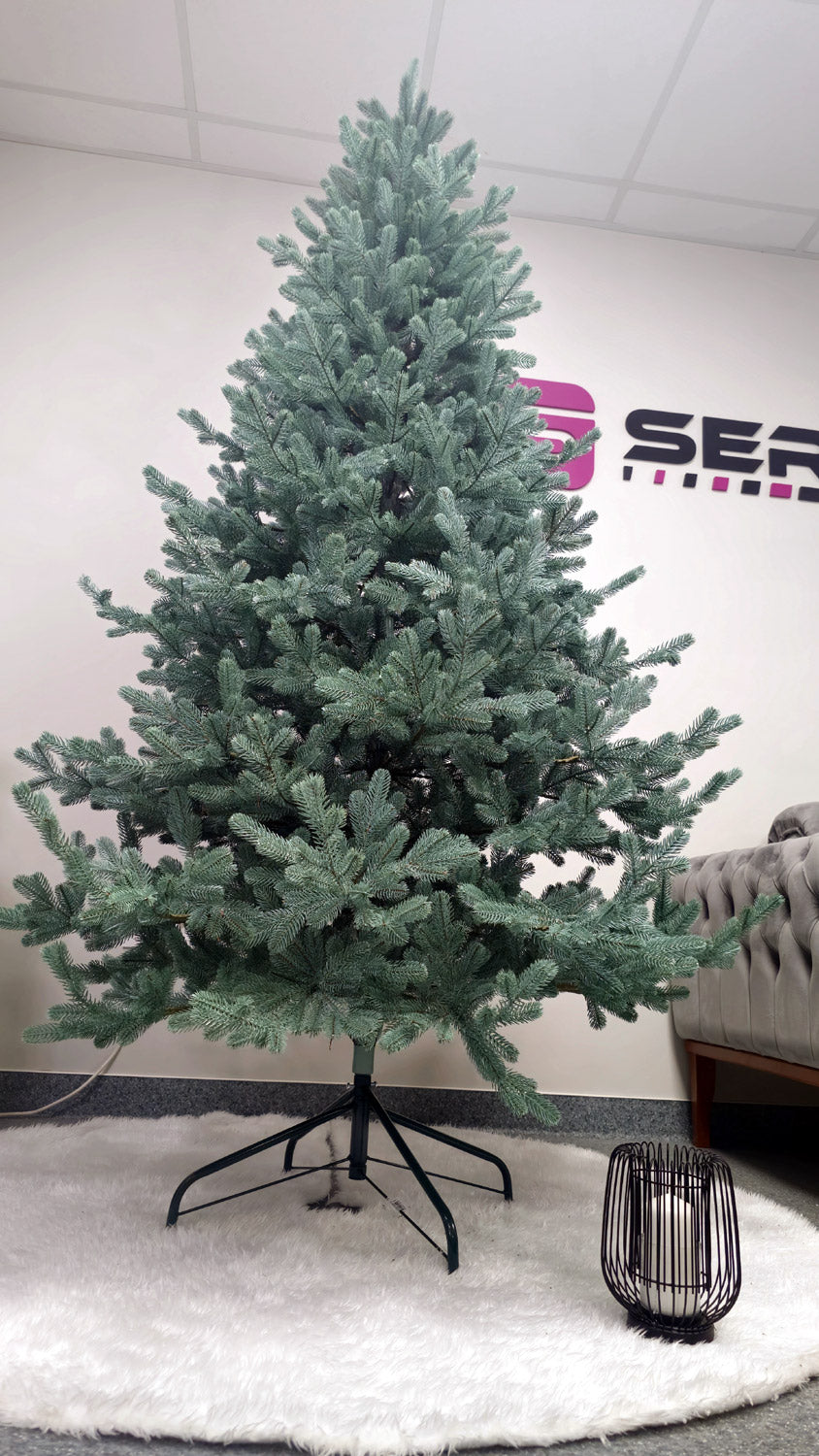 Brad artificial Christmas Deluxe by Sersimo, Viena Select argintiu, integral 3D, 210cm