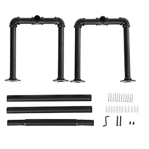SONGMICS Set 2 sine metalice de agatat haine, montare pe perete, aspect industrial, 112x30x30cm, negru