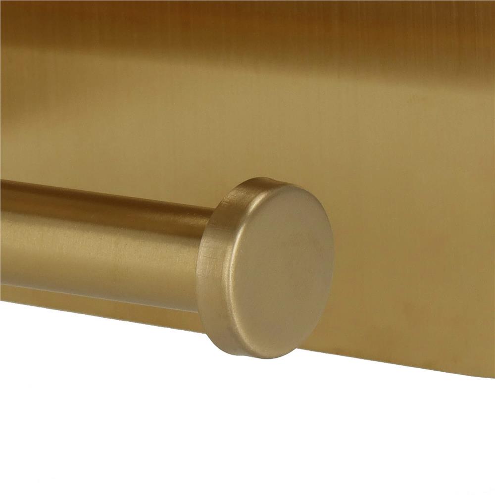 Suport hartie igienica din otel cu raft depozitare, sistem montare inclus, 13.5cm, auriu perlat
