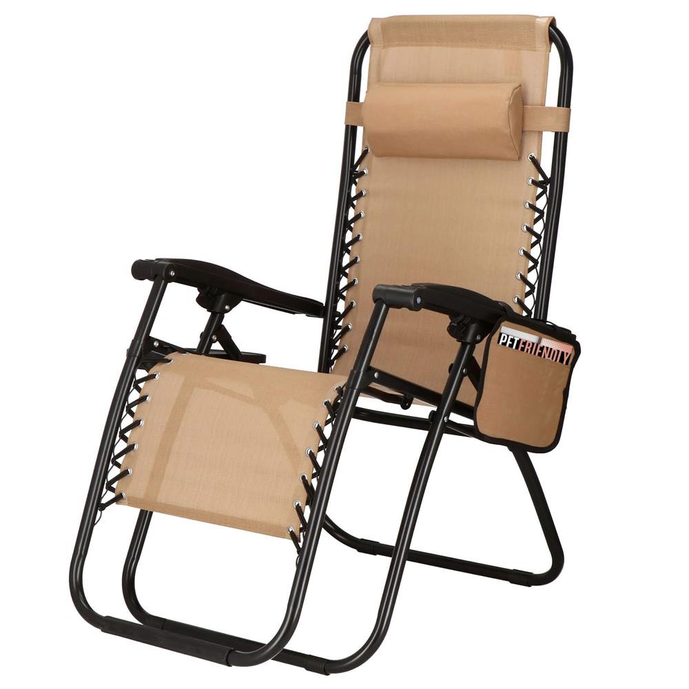 Sezlong scaun pliant plaja sau gradina, Siesta, gravitatie zero, cu tetiera, 175x67x110 cm, taupe