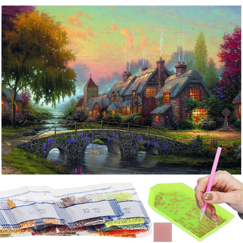 Set de broderie cu diamante 5D, 30x40cm, model Pod de piatra