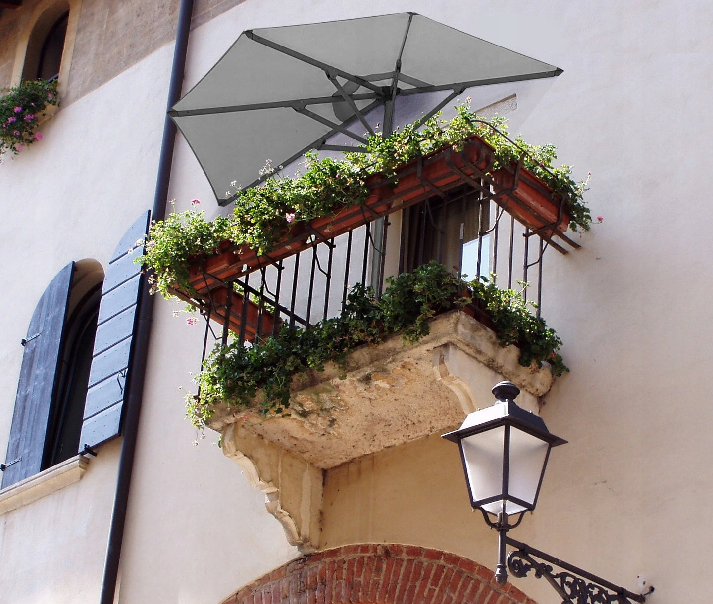 Umbrela de balcon pentru perete, jumatate, cu manivela, 270cm, verde