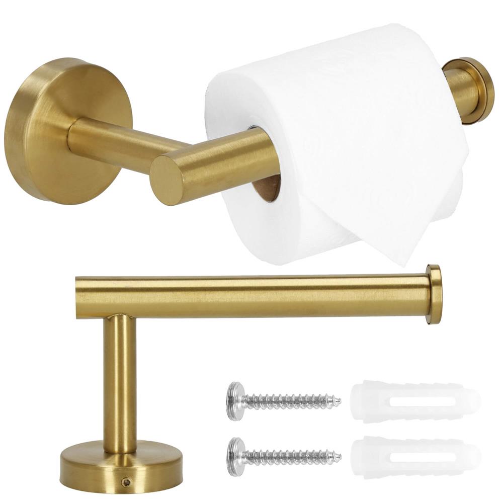 Suport hartie igienica din otel, sistem montare inclus, 16cm, auriu perlat