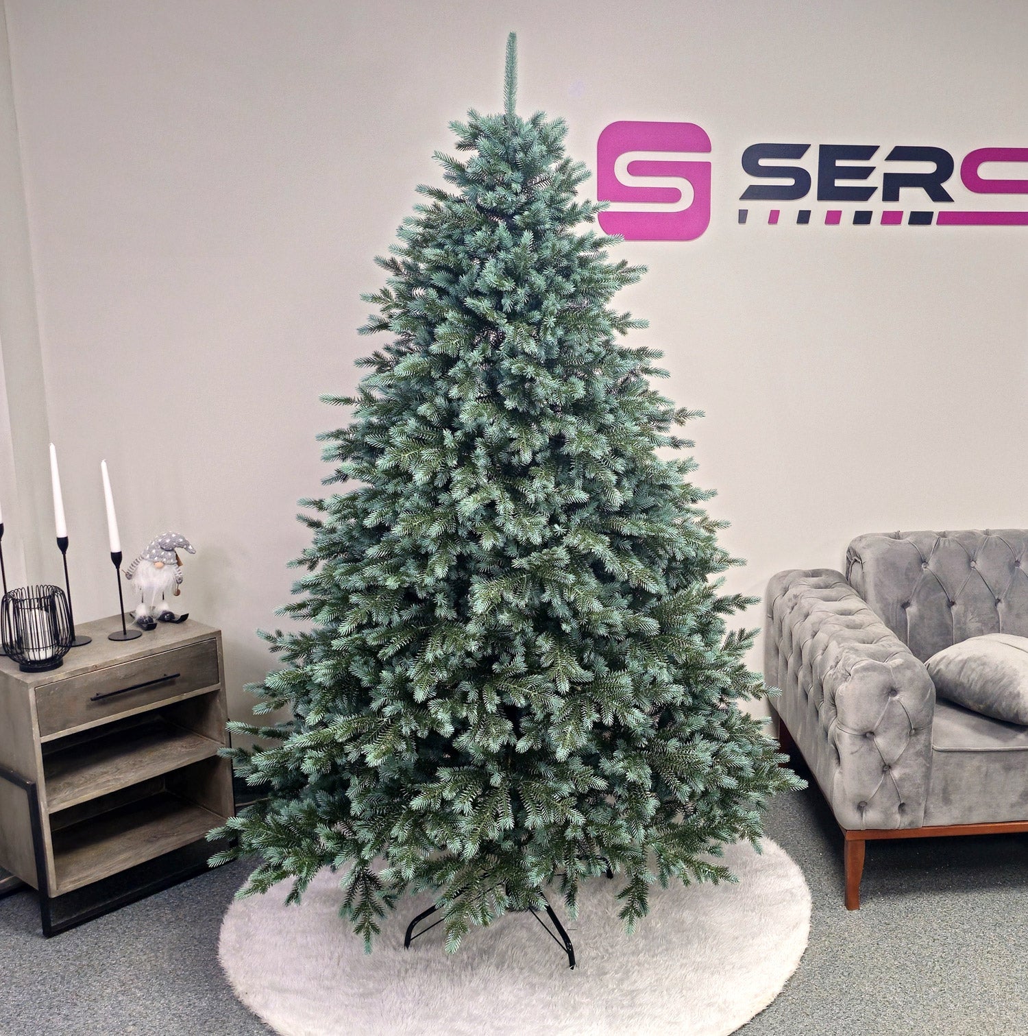 Brad artificial Christmas Deluxe by Sersimo, Alaska Select verde argintiu, integral 3D, 210 cm