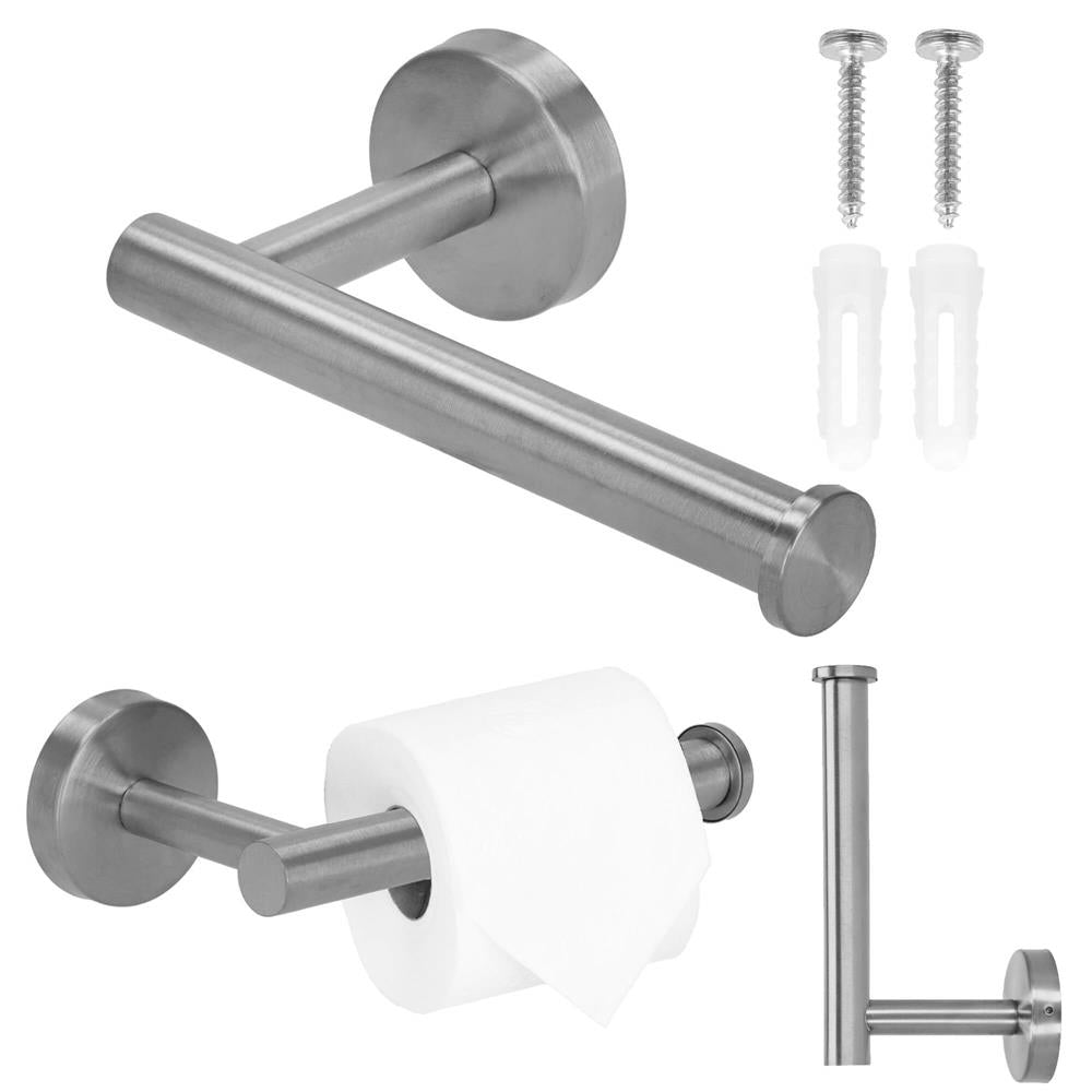 Suport hartie igienica din otel, sistem montare inclus, 16cm, argintiu lucios