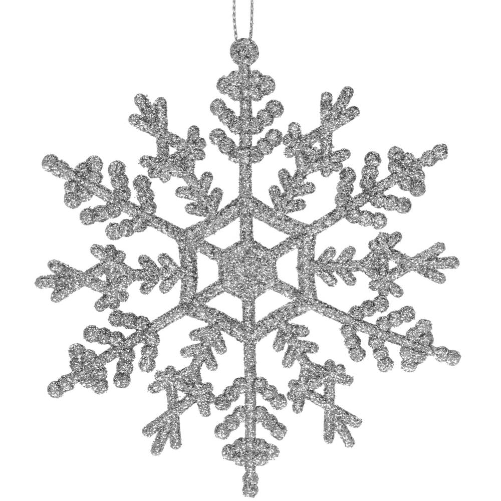Decoratiune brad fulg de zapada, set 3 bucati, 12cm, argintiu