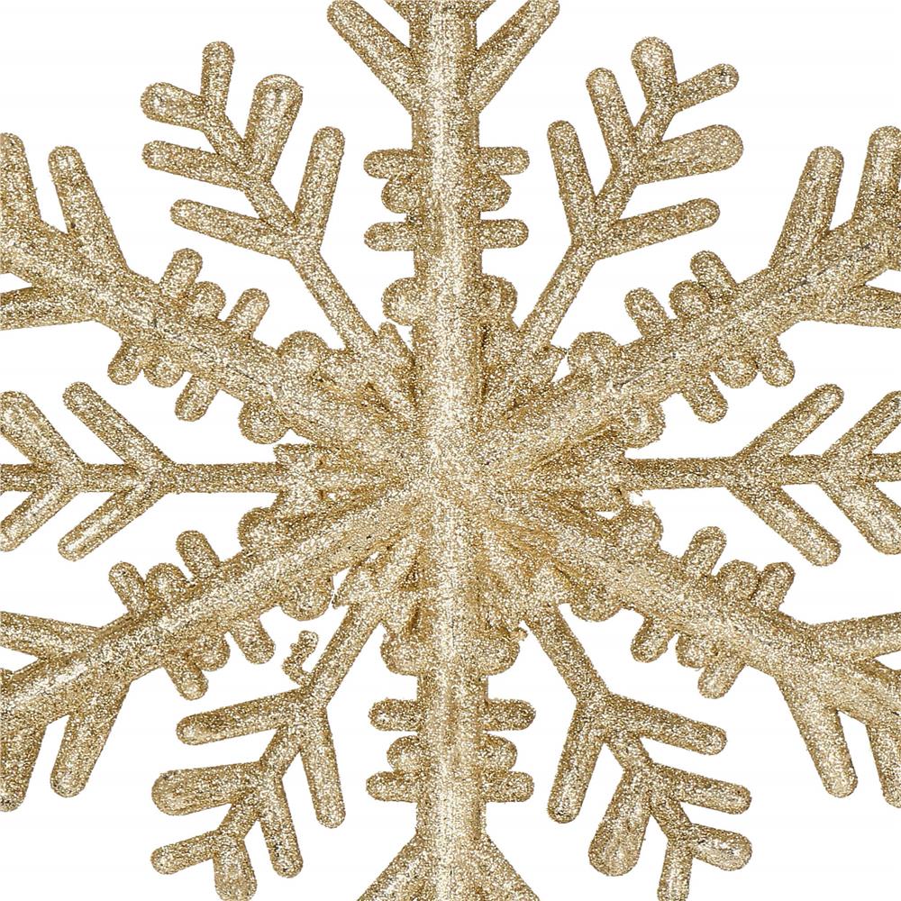 Decoratiune brad fulg de zapada, 30cm, auriu cu sclipici