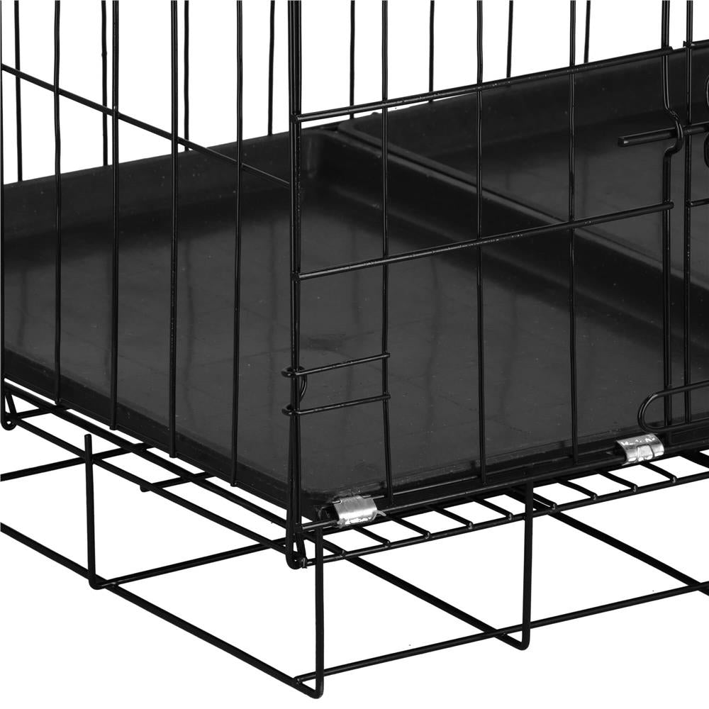 Cusca pentru animale, 2 usi, Pliabila din metal, XXL, Negru, 130x70x60 cm