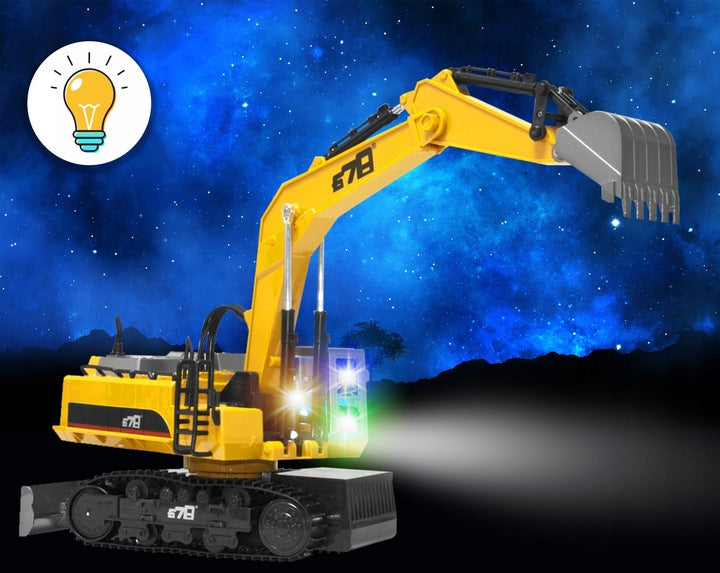 Excavator cu telecomanda, scara 1/14, cu telecomanda, incarcare USB, 14 canale