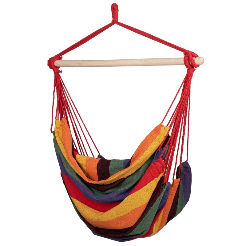 Hamac tip leagan suspendat pentru casa sau gradina HM47, multicolor cu perne, 130x100cm, 150kg