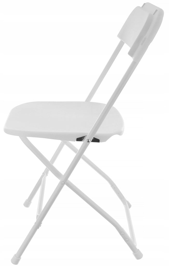 Set 2 scaune pliabile, structura otel cu sezut HDPE, 46x50x80cm, maxim 150kg, alb