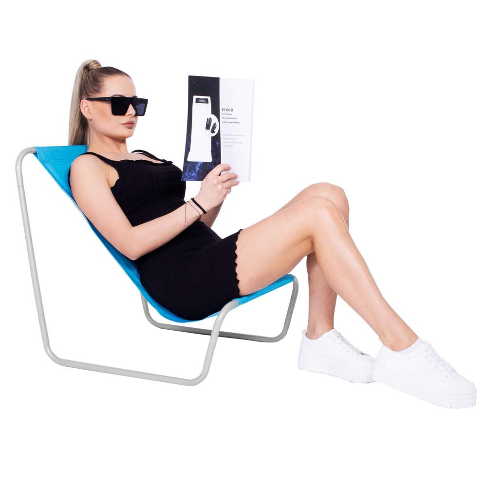 Scaun de plaja Sersimo GC026, pliabil, 90kg, 52x88cm, albastru