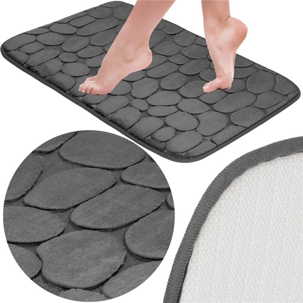Covoras de baie antiderapant cu uscare rapida, 60x40 cm, gri inchis