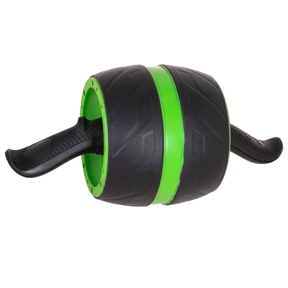 Aparat fitness tip roata pentru abdomene cu covor din spuma, negru verde