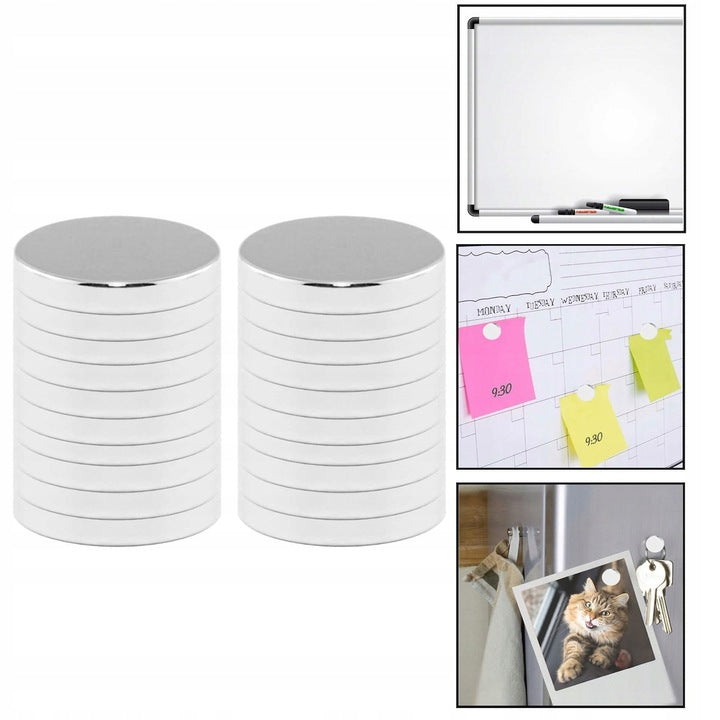 Magneti mici pentru tabla magnetica flipchart, 20 bucati, 8mm, argintiu