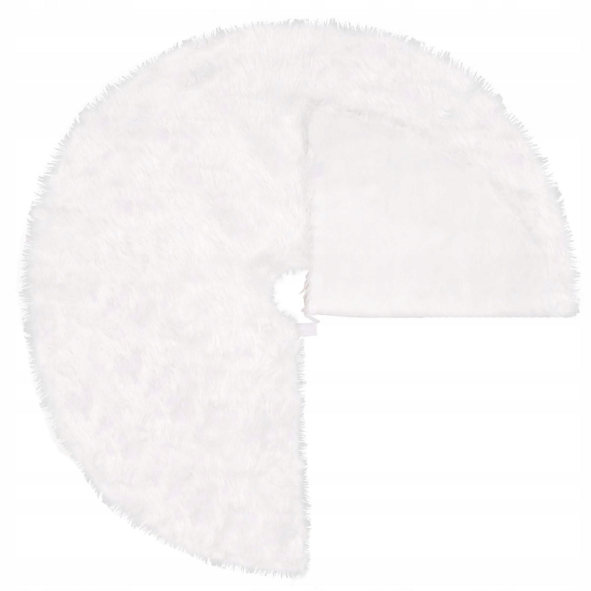 Covoras de pus sub bradul de Craciun, diametru 142 cm, imitatie blana alba