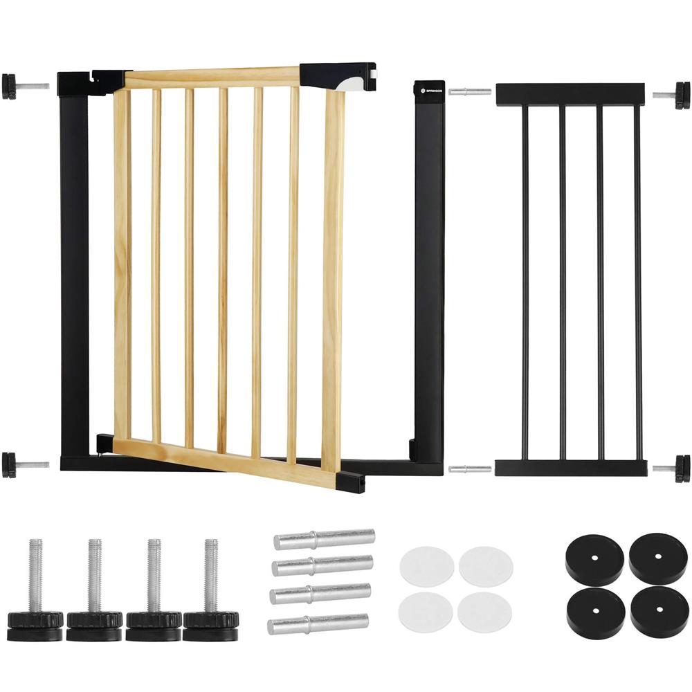 Poarta de siguranta Safety Gate pentru scari, ajustabila, din lemn cu structura otel, 103-110cm, negru maro - 4