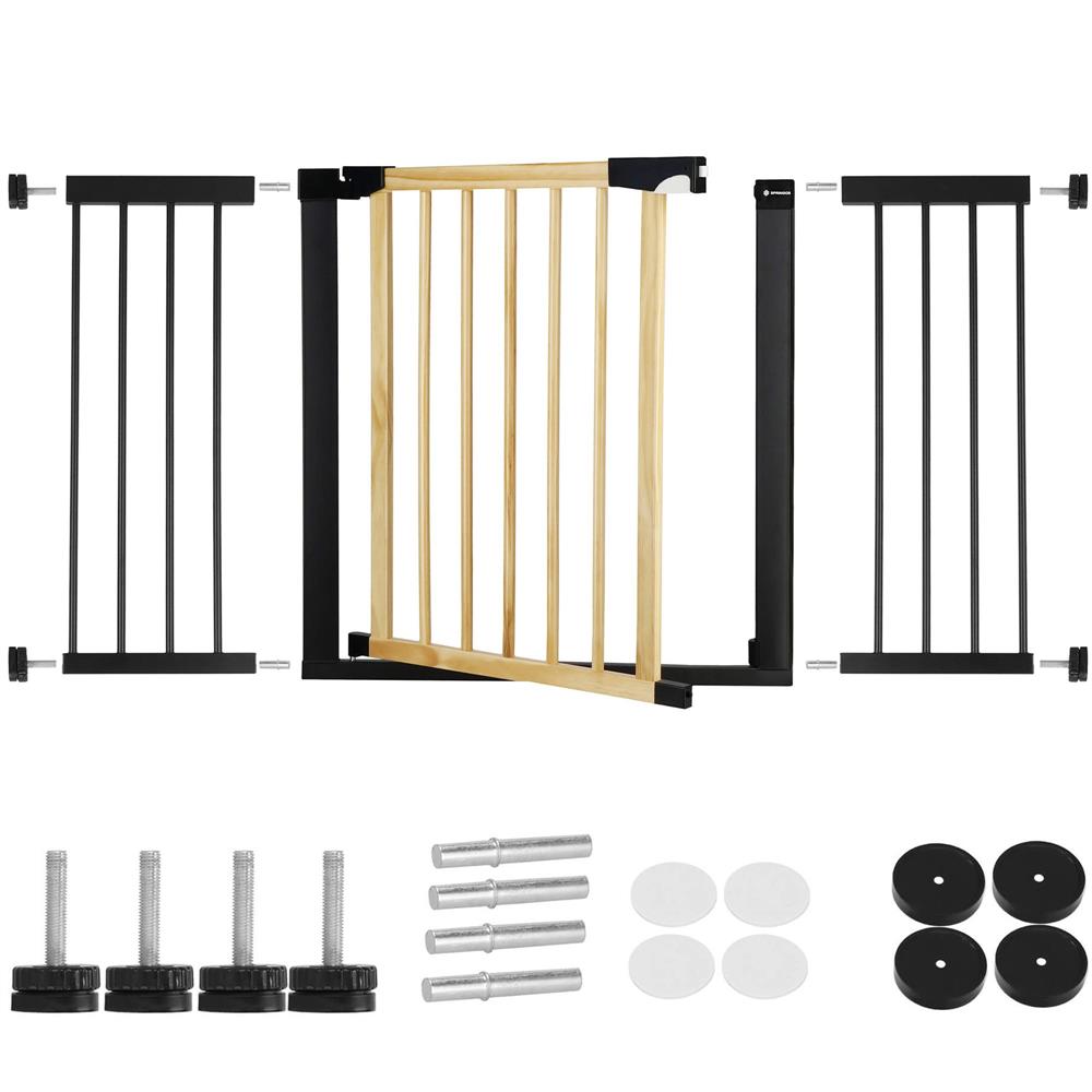 Poarta de siguranta Safety Gate pentru scari, ajustabila, din lemn cu structura otel, 131-138cm, negru maro - 3