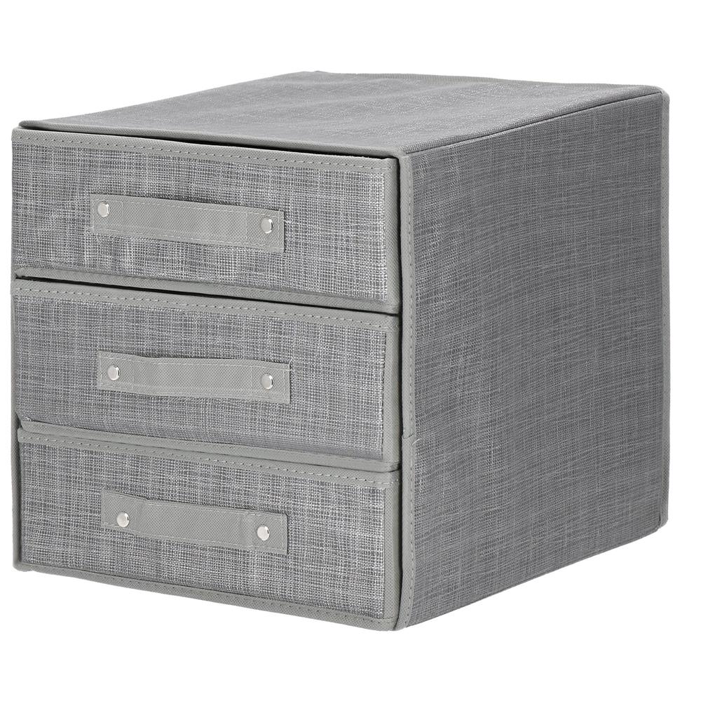 Organizator dulap tip lada cu 3 sertare, Sersimo, textil, gri