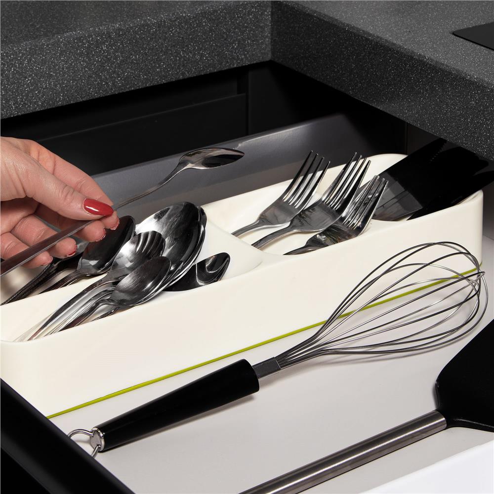 Organizator tacamuri sertar, 5 compartimente, 40x11x5,5cm, gri