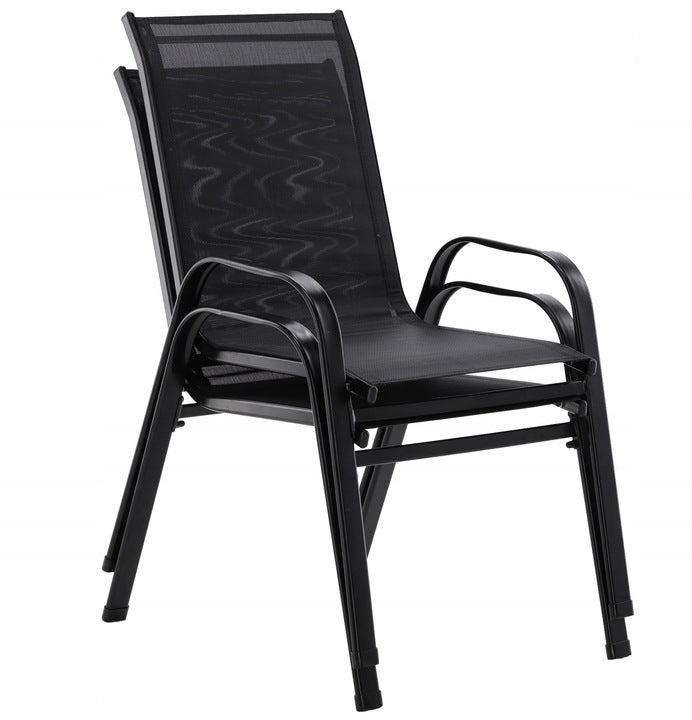 Set 2 scaune de gradina cu cadru metalic, stivuibile, 55x72x96cm, maro